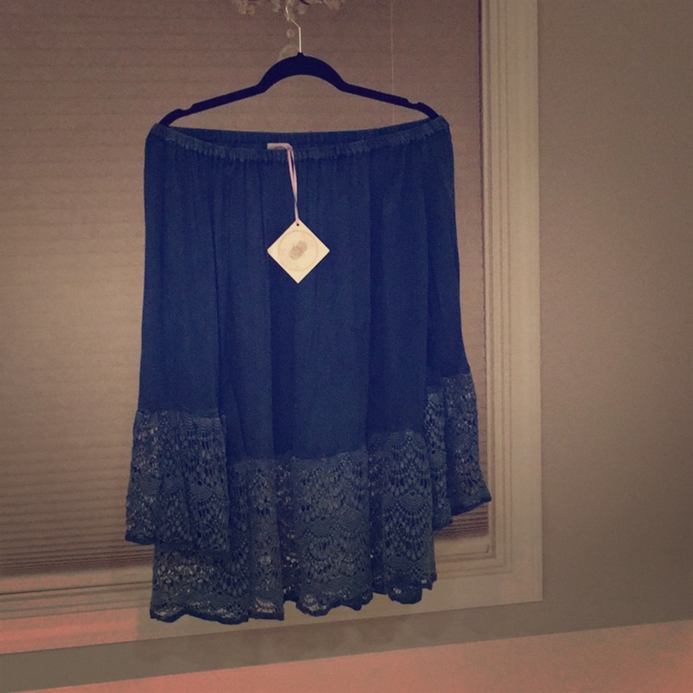 Muche Muchette off shoulder denim flow top